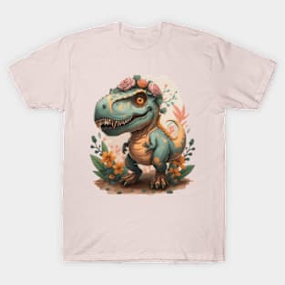 floral trex dinosaur gift ideas T-Shirt